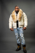 V-Bomber Leather Premium Full Fox Fur Collar [Beige]