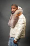 V-Bomber Leather Premium Full Fox Fur Collar [Beige]