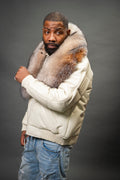 V-Bomber Leather Premium Full Fox Fur Collar [Beige]