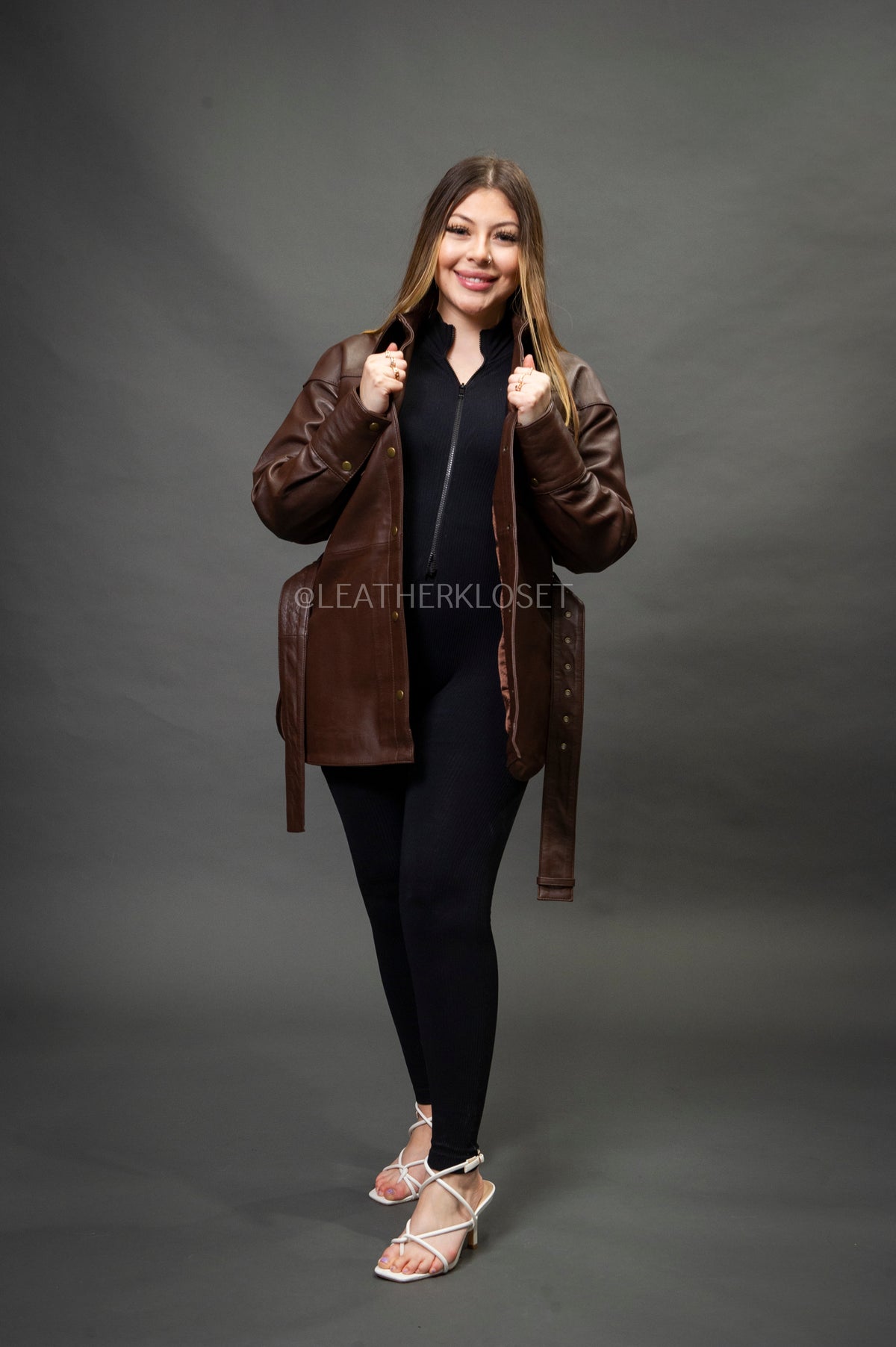 Women's Leather Shirt [Chocolate]