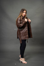 Women's Leather Shirt [Chocolate]