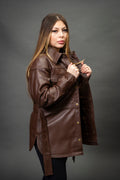 Women's Leather Shirt [Chocolate]