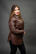 Women's Leather Shirt [Chocolate]