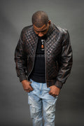 Men's Lucas Quilted Leather Bomber Jacket [Copper]