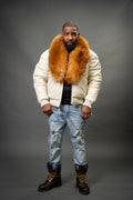 V-Bomber Leather Premium Full Fox Fur Collar [Beige]