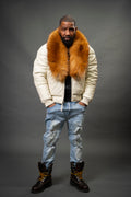 V-Bomber Leather Premium Full Fox Fur Collar [Beige]