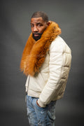 V-Bomber Leather Premium Full Fox Fur Collar [Beige]