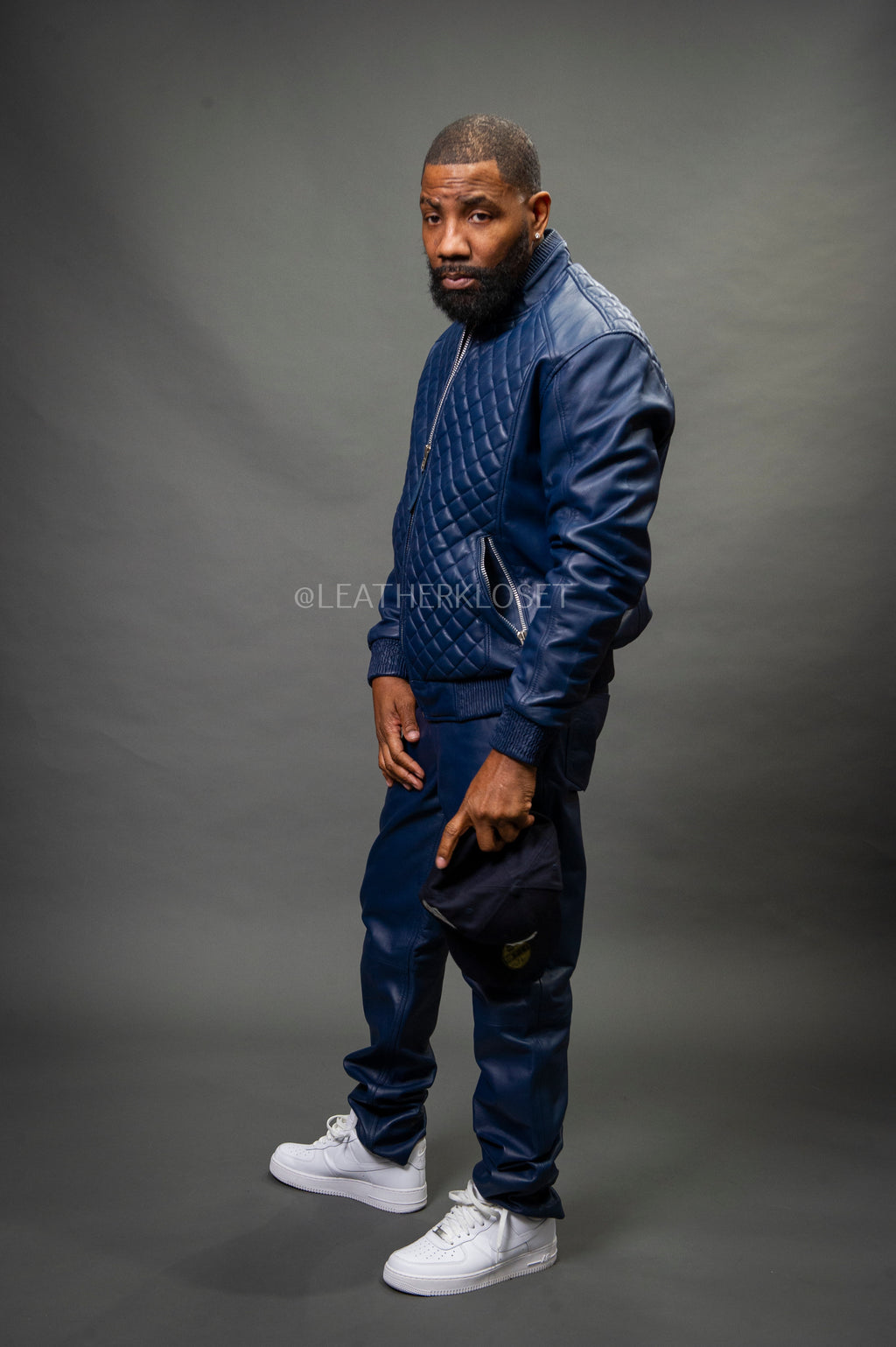 Men's Lucas Jacket & Leather Jean Pants [Navy]