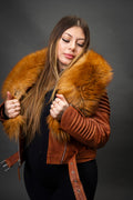 Women's Trey Biker Caramel Crunch Oversized Fox Collar [Red Fox]