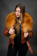 Women's Trey Biker Caramel Crunch Oversized Fox Collar [Red Fox]