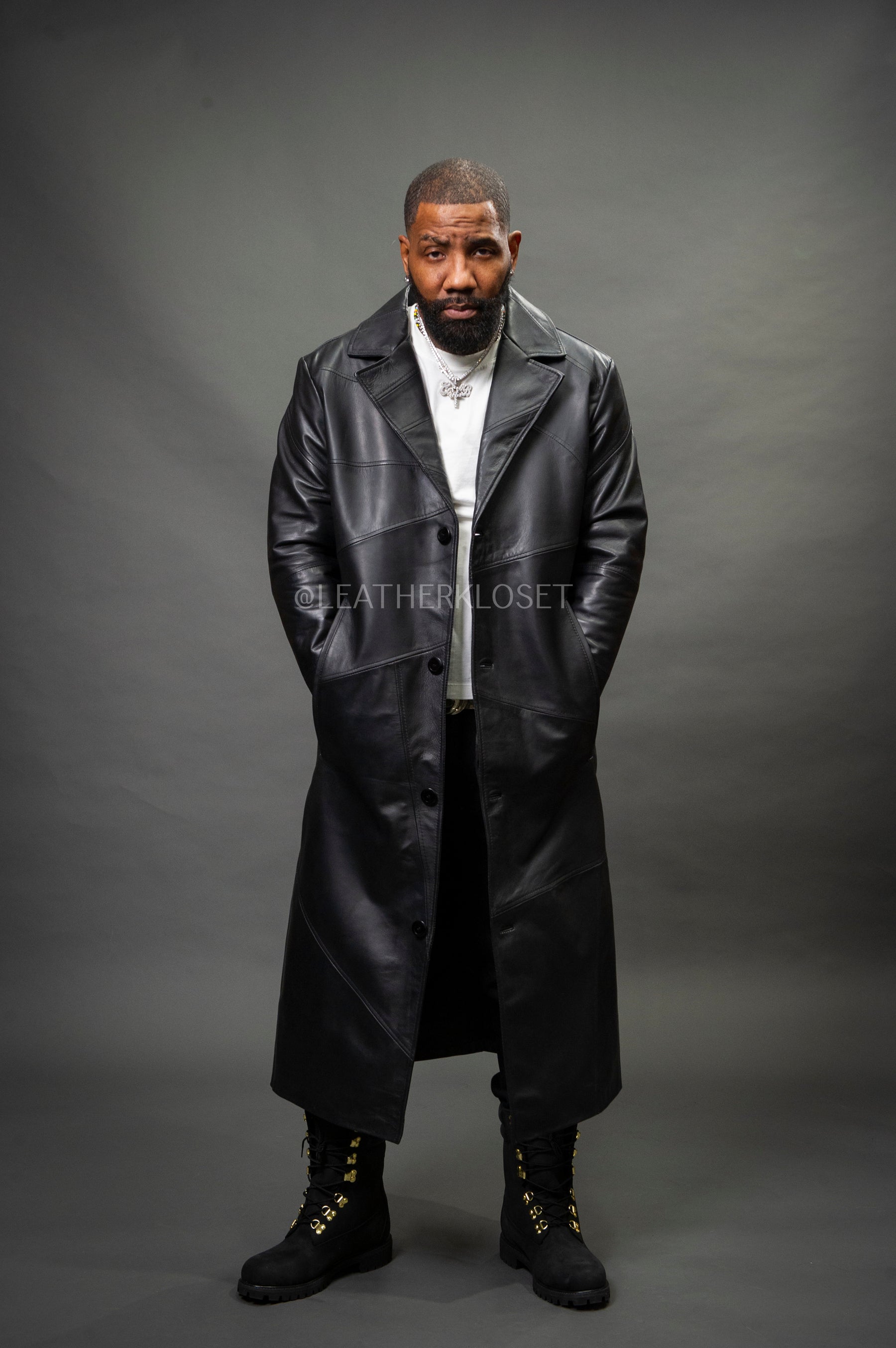 mens leather dress coat Decrum Men's Quilted Trench Black Genuine Lambskin Leather The coat features a classic button closure and a refined notch collar for a sophisticated look Men's Leather Unnameable Trench Coat