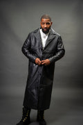 Men's Leather Unnameable Trench Coat [Black]