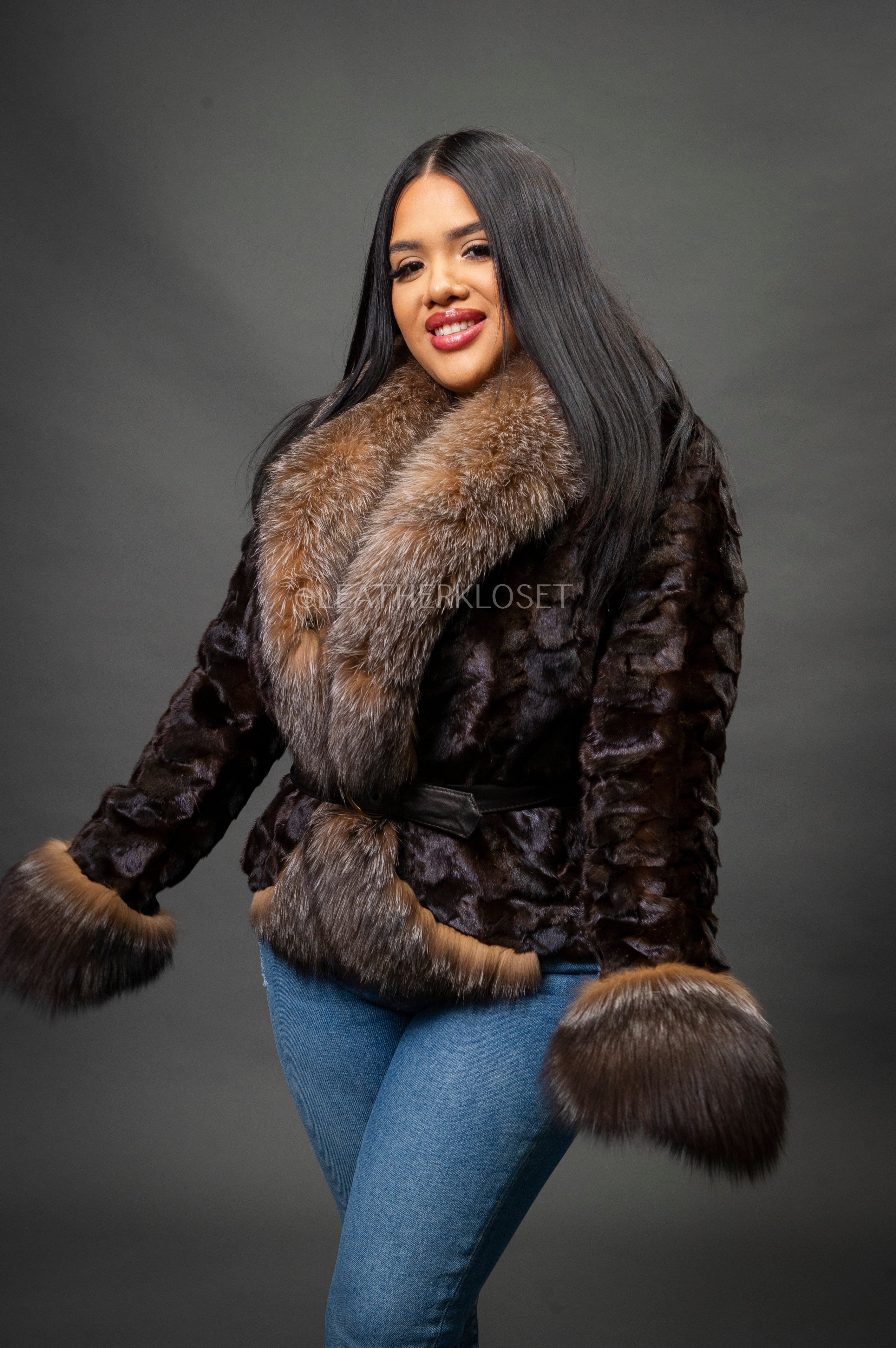 Women's Camila Mink Bomber Jacket [Brown] – LeatherKloset
