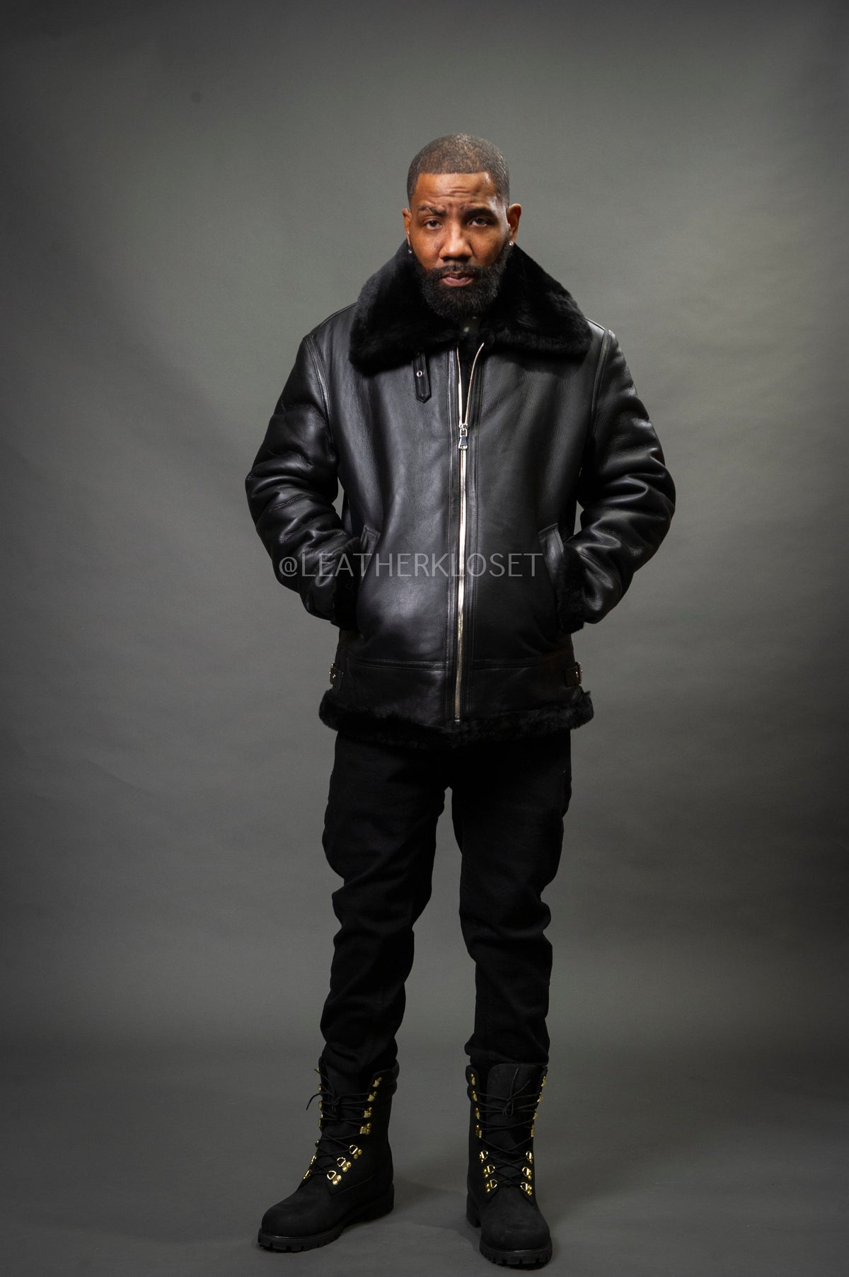 Men's B-3 Bomber Classic Sheepskin Shearling [Black]