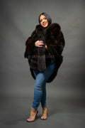 Women's Mink Poncho With [Brown]
