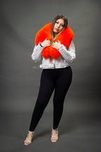 Women's Trey Biker White Oversized Fox Collar [Orange]