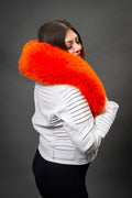 Women's Trey Biker White Oversized Fox Collar [Orange]