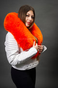 Women's Trey Biker White Oversized Fox Collar [Orange]