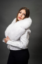 Women's Trey Biker White Oversized Fox Collar [Pure White Fox]