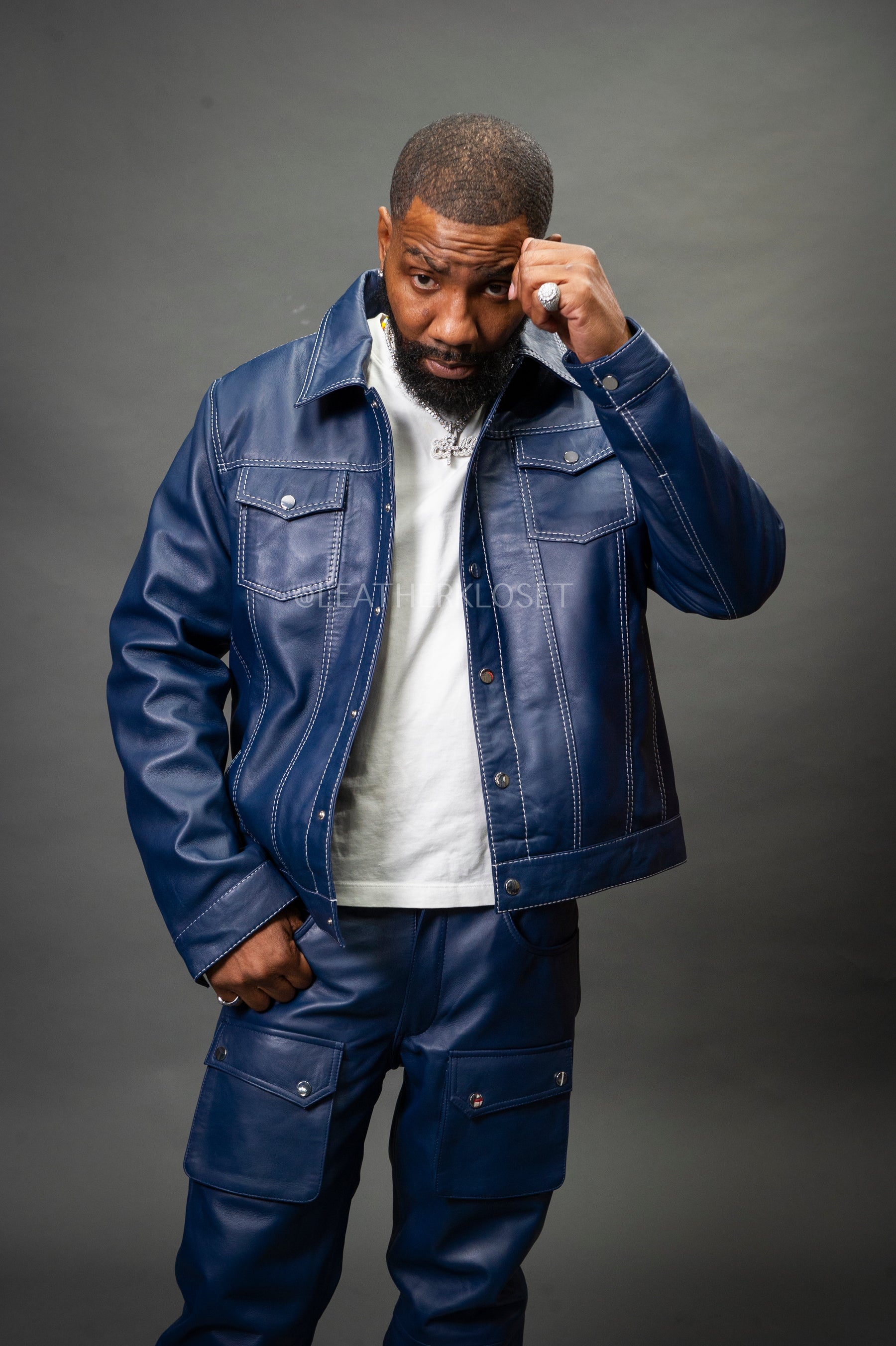 Men's Denim Jacket And Pants Set Men's Dylan Leather Jean