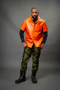 Men's Summer In Miami Luka Leather Short Sleeve Shirt [Orange]