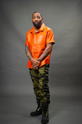 Men's Summer In Miami Luka Leather Short Sleeve Shirt [Orange]