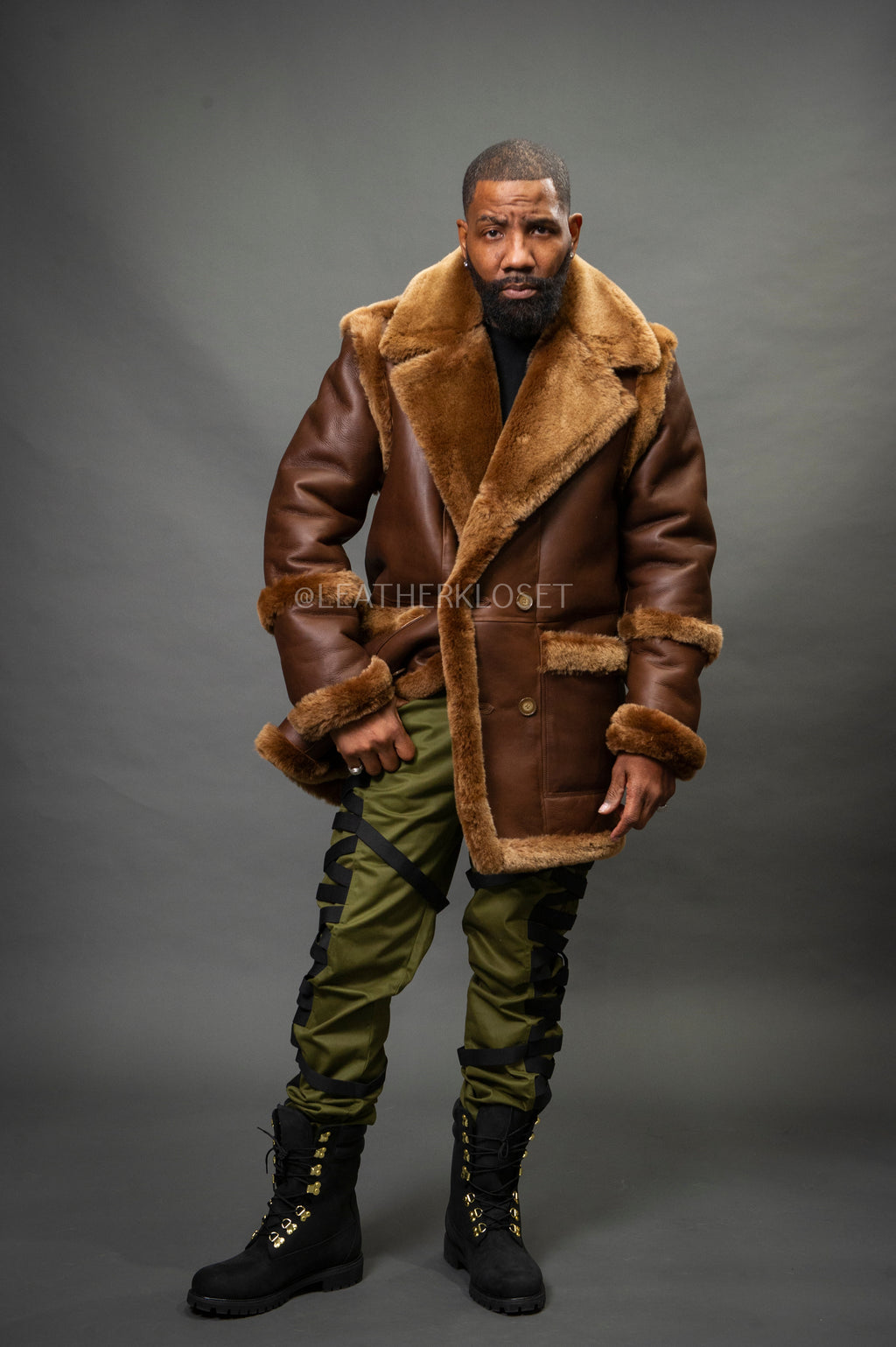 Men's Cole Sheepskin Shearling 3/4 Jacket [Chocolate]