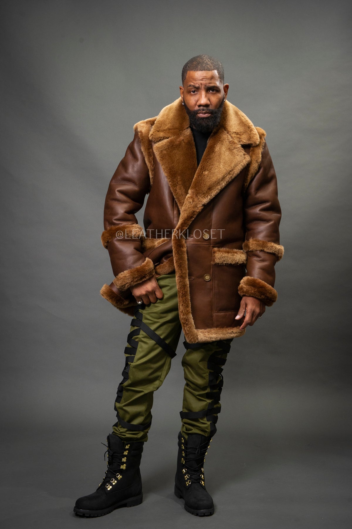 Men's Cole Sheepskin Shearling 3/4 Jacket [Chocolate]