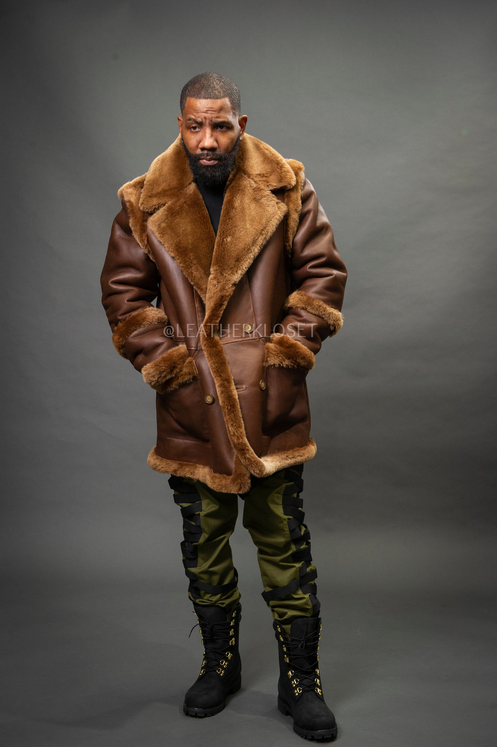 Men's Cole Sheepskin Shearling 3/4 Jacket [Chocolate]