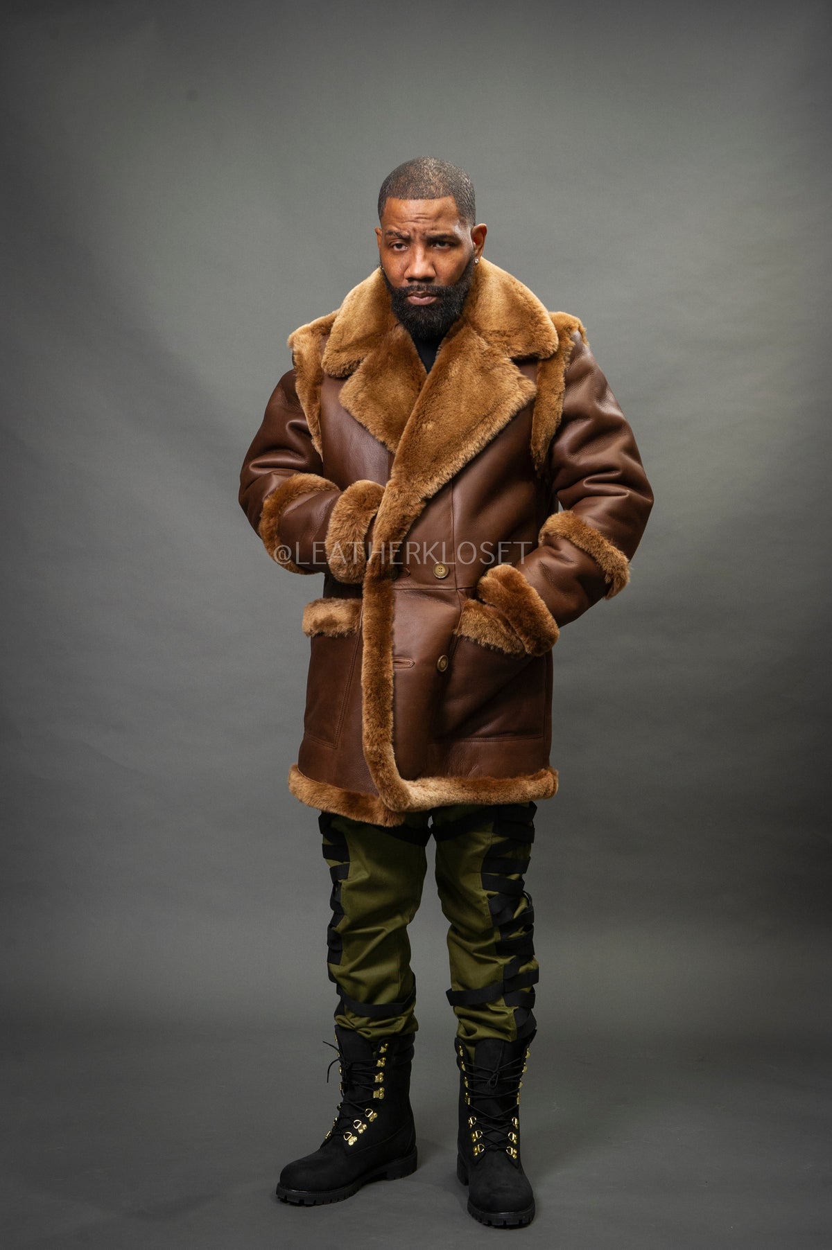Men's Cole Sheepskin Shearling 3/4 Jacket [Chocolate]