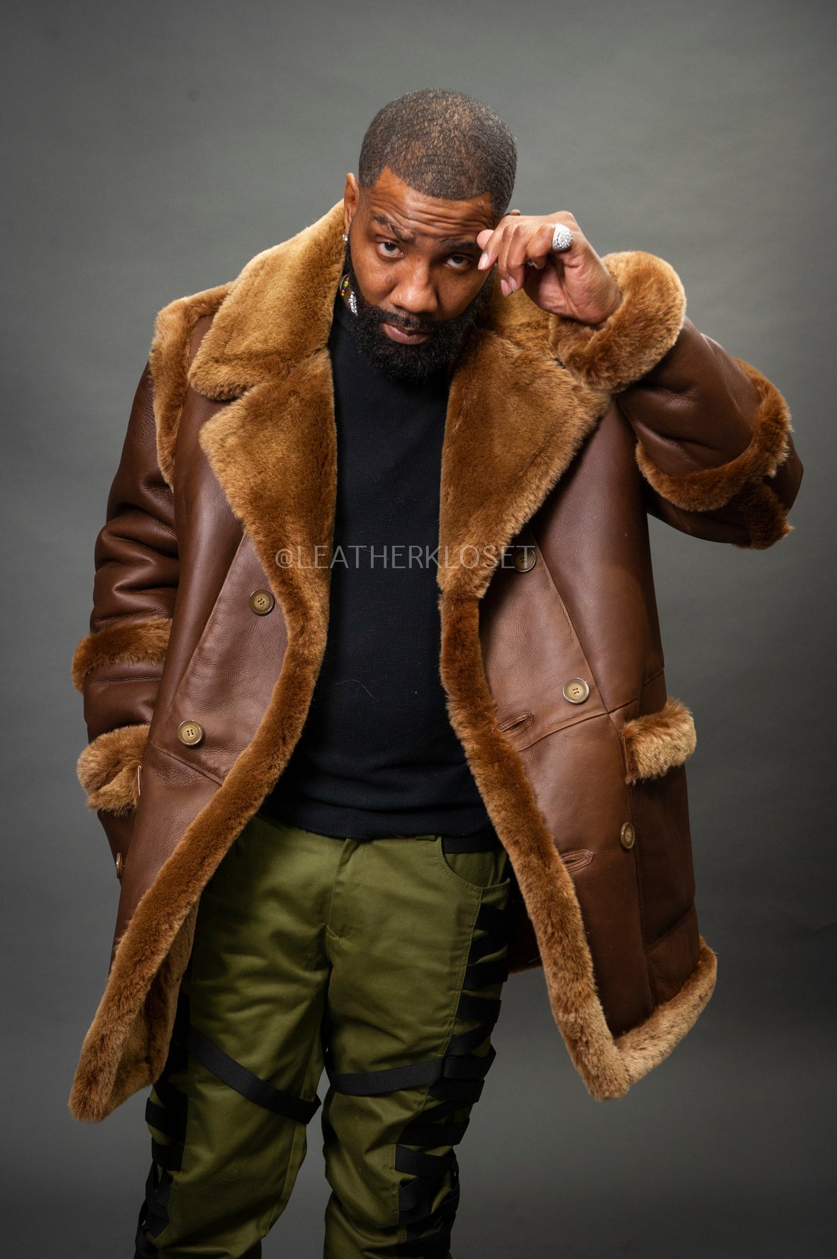 Men's Cole Sheepskin Shearling 3/4 Jacket [Chocolate]