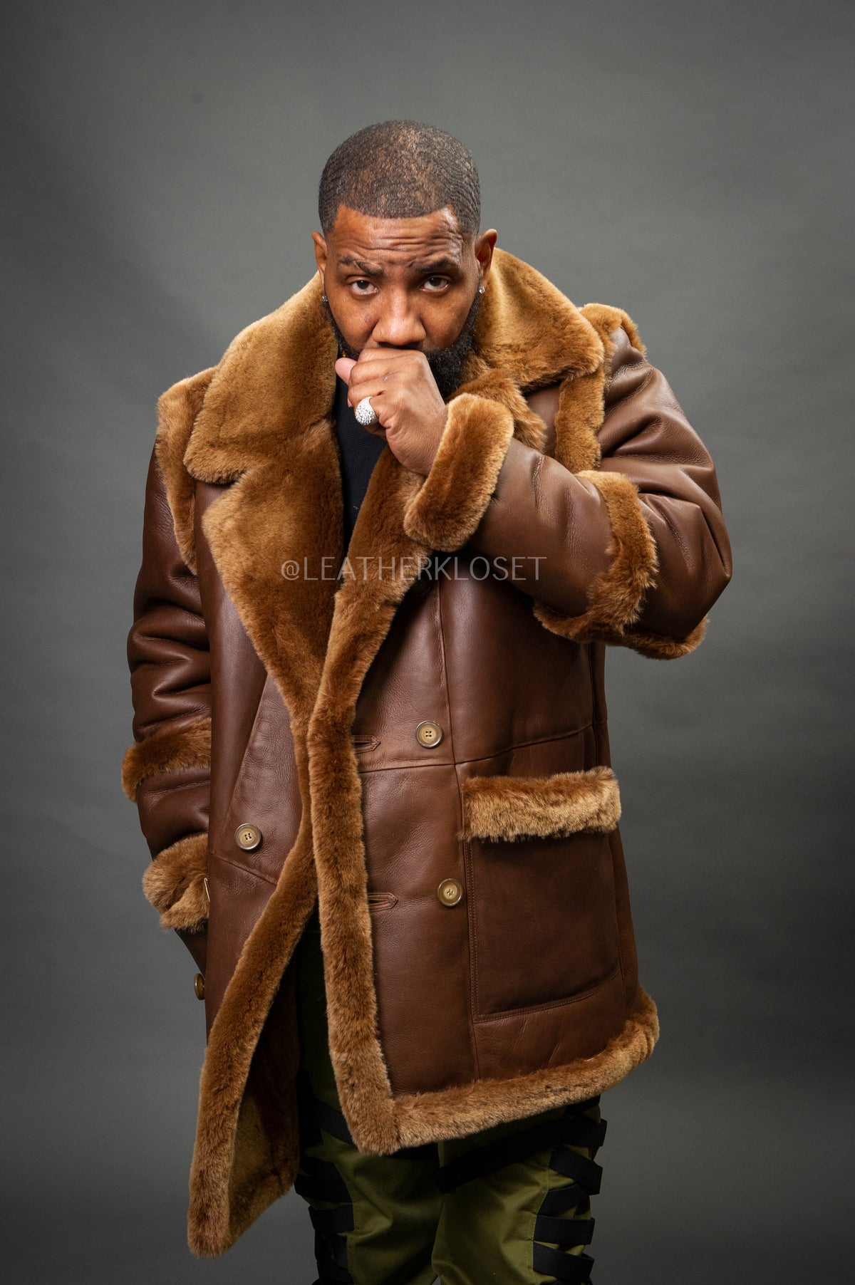 Men's Cole Sheepskin Shearling 3/4 Jacket [Chocolate]
