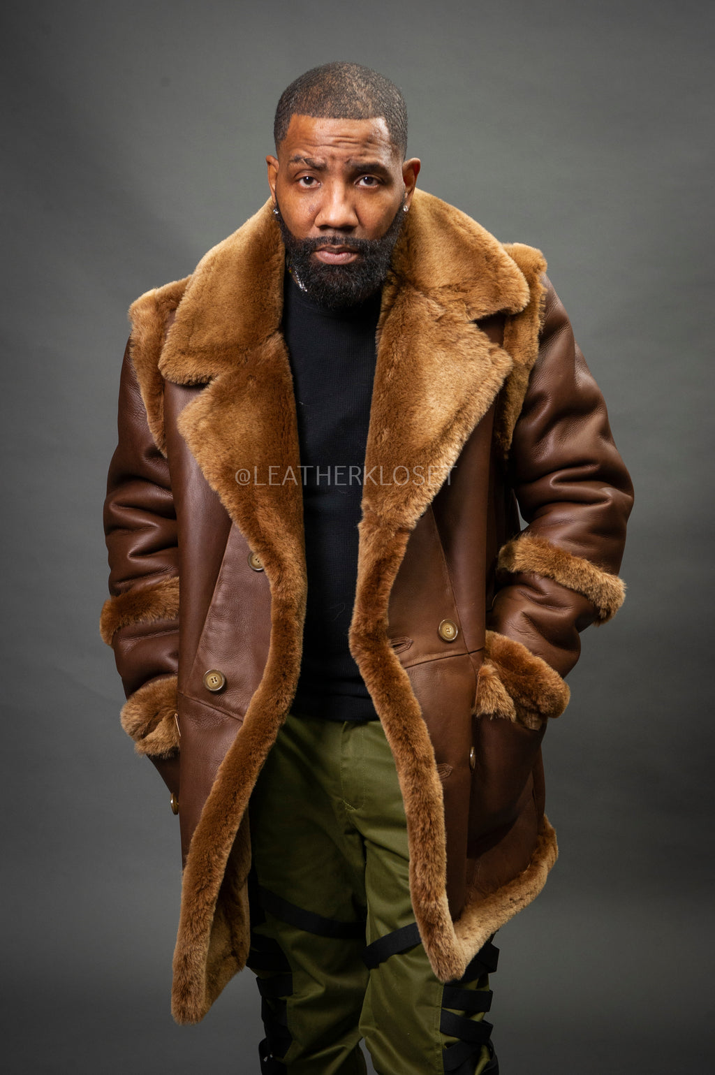 Men's Cole Sheepskin Shearling 3/4 Jacket [Chocolate]