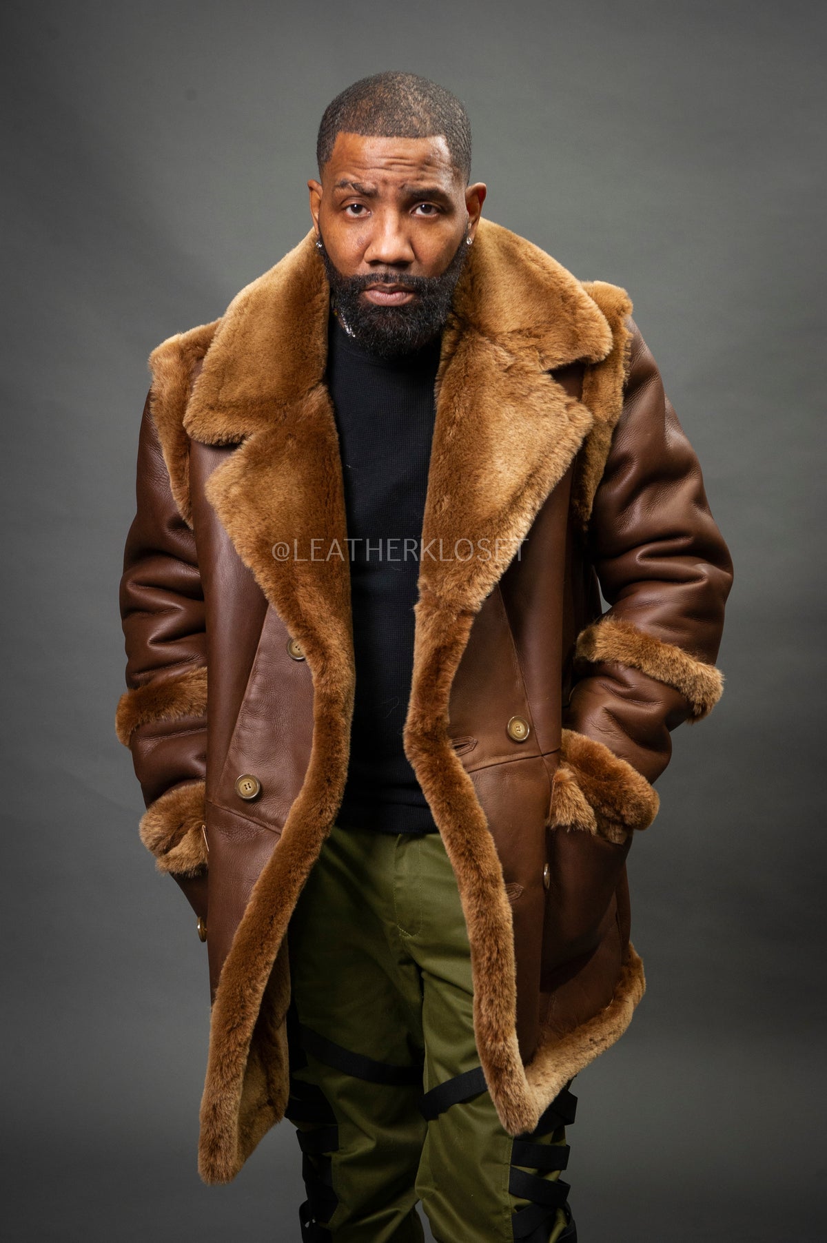 Men's Cole Sheepskin Shearling 3/4 Jacket [Chocolate]