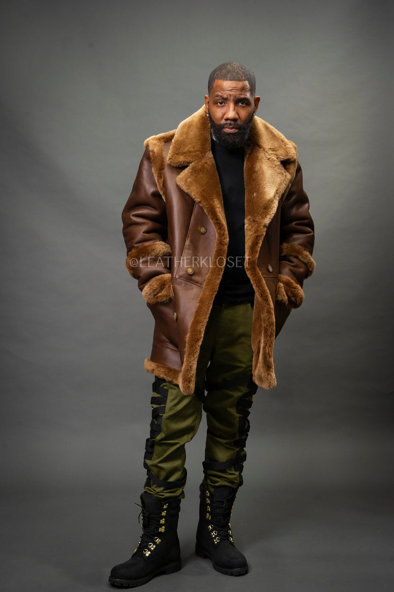Men's Cole Sheepskin Shearling 3/4 Jacket [Chocolate]