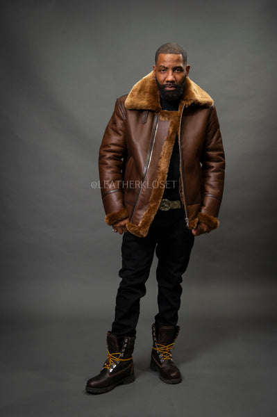 Y*様 monkey time sheep skin leather bombe Mmoneyake Faux Shearling Jacket Men Sheepskin Leather Bomber