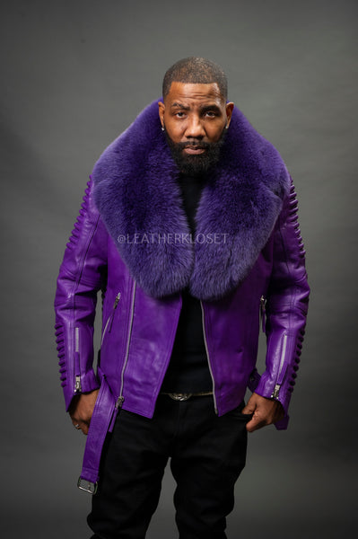 Men's Trey Biker Purple Full Fox Fur [Purple Fox] – LeatherKloset