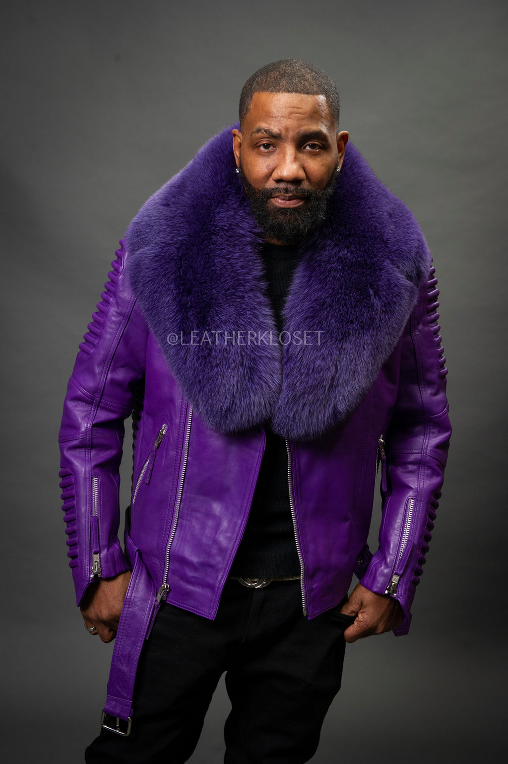 Men's Trey Biker Purple Full Fox Fur [Purple Fox]