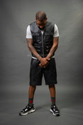 Men's Leather Tactical Vest With Leather Shorts [Black]