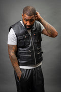 Men's Leather Tactical Vest With Leather Shorts [Black]