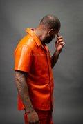 Men's Luka Leather Short Sleeve Shirt [Orange]