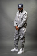 Men's Brayden Leather Track Suit Sweatsuit [Grey/White]