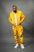 Men's Brayden Leather Track Suit Sweatsuit [Yellow/White]