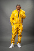 Men's Brayden Leather Track Suit Sweatsuit [Yellow/White]