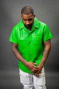 Men's Summer In Miami Luka Leather Short Sleeve Shirt [Green]