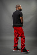 Men's Leather Jean Pants [Red]
