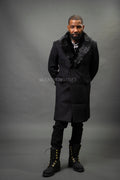 Men's Cashmere Trench Coat Black With Mink Collar & Cuffs [Black]