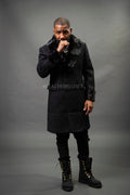 Men's Cashmere Trench Coat Black With Mink Collar & Cuffs [Black]