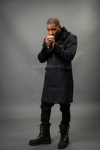 Men's Cashmere Trench Coat Black With Mink Collar & Cuffs [Black]