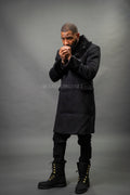 Men's Cashmere Trench Coat Black With Mink Collar & Cuffs [Black]